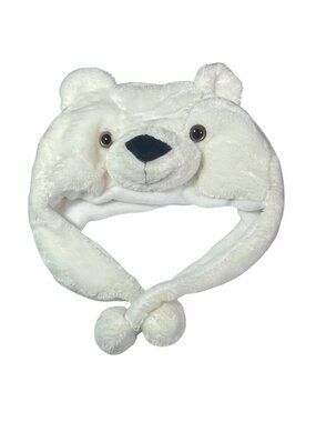 Pugs Polar Bear Hat Soft White Plush Beanie Novelty Costume Halloween Party